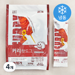 오늘의간식 커리 핫도그 4개입 (냉동), 320g, 4개