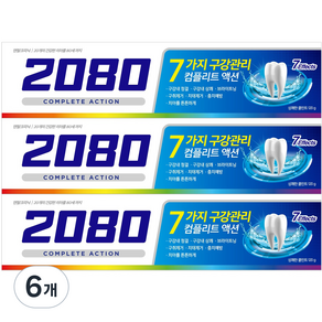 2080 컴플리트액션 쿨민트 치약, 120g, 6개