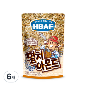 HBAF 바프 멸치 아몬드, 100g, 6개