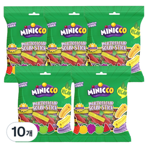 미니꼬 비건젤리 멀티컬러 사우어 스틱, 50g, 10개