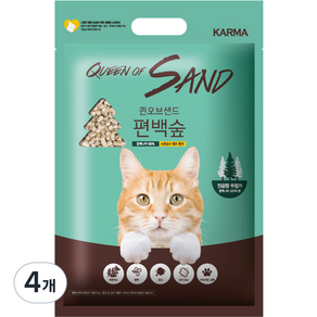 카르마 퀸오브샌드 편백나무 고양이 모래, 4개, 6L