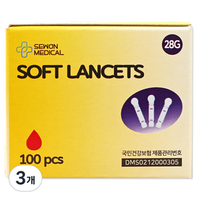 세원메디 모아 소프트 란셋 채혈침 28G 아큐첵용, 100개입, 3개