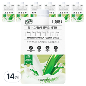 아이슈어 3시15분 말차 그래놀라 풀믹스 쉐이크 파우치, 40g, 14개