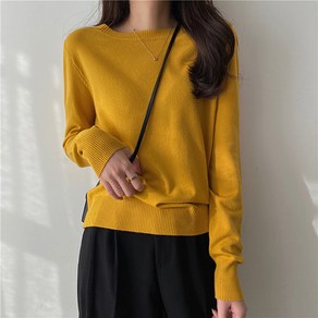 레몬소울 여성용 탄트라 라운드넥 니트티 07469