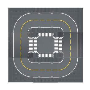 젠토이 베이직 2 도로 블럭판 일자 2p + 곡선 4p + 교차로 + T 2p 세트, 혼합색상, 1개