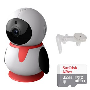 펭카 FULL HD 200만화소 홈CCTV IP네트워크 회전형 + SD 메모리 카드 32GB + 벽부형 브라켓