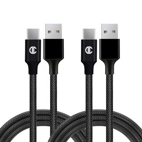 디씨네트워크 메탈 패브릭 USB C타입 고속 충전케이블 2p, 3m, 블랙, 2개