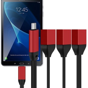 칼론 C타입-USB 3포트 젠더 KC-3IN1 OTG, 24cm, 블랙 + 레드, 1개