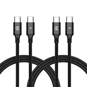 디씨네트워크 페브릭 C to C PD 고속 충전케이블 60W 2p, 3m, BLACK, 2개