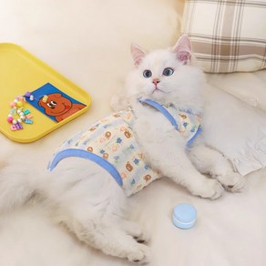 파스텔펫 반려동물 잔꽃 곰돌이 중성화복, 블루, 1개