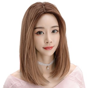 하이유니 레이어드 C컬 펌 중단발 헤어 통가발 45cm + 가발망 + 거치대 세트, 허니브라운, 1개