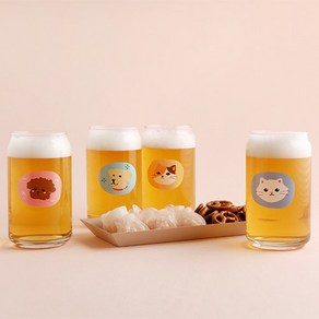 이플스토리 홈파티 비어 캔 글라스 잔 370ml x 4종세트, 1세트