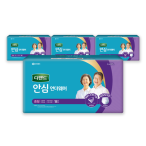 디펜드 남녀공용 안심 언더웨어 성인기저귀, 중형, 18매입, 4개