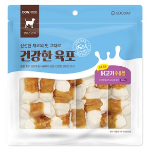 굿데이 강아지 건강한 육포말이 우유껌 간식, 240g, 1개, 닭고기