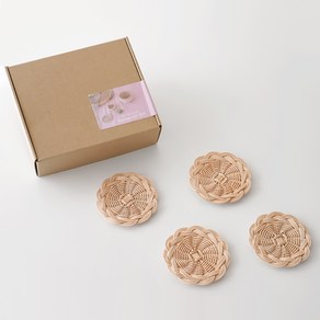 블루밍앤미 입문용 라탄 플라워 코스터 DIY KIT 4p, 4개