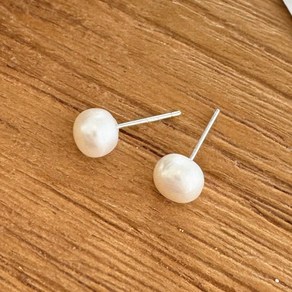 물든 여성용 실버925 담수 진주 납작 은침 실버 귀걸이