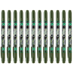 라인플러스 OHP펜 1mm 물펜MF 0.4mm 12p, 녹색, 1개