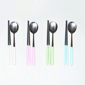 SWIT 파스텔 수저 4인 세트 SH ST SPOONSET 02, 소프트아이보리, 베이비핑크, 그래스그린, 베이비블루, 숟가락 4p + 젓가락 4벌, 1세트