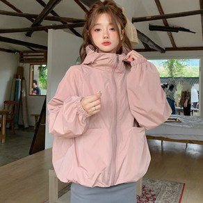 선빛 여성용 네즈오 무지 후드 바람막이