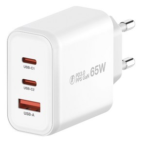 아이히트코리아 USB A C타입 3포트 PPS GAN PD 65W 고속 충전기, 화이트, 1개