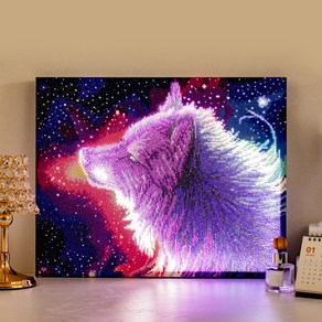 아트조이 DIY LED 캔버스형 보석십자수 40 x 50 cm, 갤럭시 울프, 1개