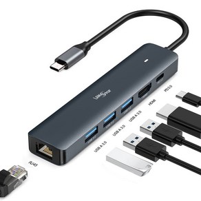 랜스타 맥북 PD고속충전 6in1 USB C타입 멀티허브 LS-U31MHS, 1개