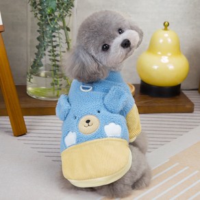 딩동펫 반려동물 스마일 흔들베어하네스 똑딱이 자켓, 블루, 1개