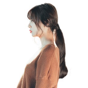 가발나라 여성용 묶음형 포니테일 부분가발 내츄럴 글램펌 36cm, 다크블랙, 1개