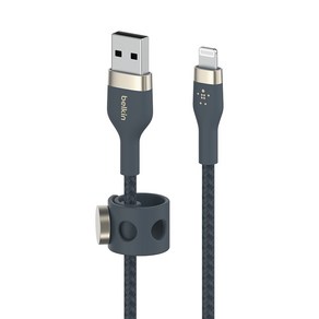 벨킨 프로 플렉스 USB A-라이트닝 아이폰 고속 충전 케이블 CAA010bt1M, 블루, 1m, 1개