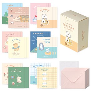 모노라이크 Story town afternoon Ver.1 데이바이데이 카드 12종 x 3p + 봉투 36p + 스티커 36p 세트