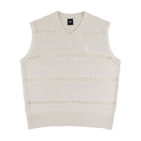 오와이 NET STRIPE LOGO KNIT VEST