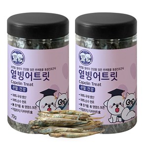 펫티즈 동결건조 큐브 트릿 강아지 고양이 간식, 70g, 2개, 열빙어