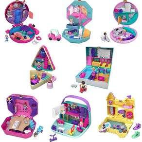 Polly Pocket 컴팩트 플레이세트 컬렉션 각 마이크로 인형 2개 및 액세서리 13개 서프라이즈 공개 여행용 장난감 147781