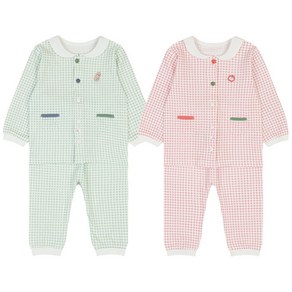 아가방 중계점 다비 오픈내의 2Color (GREEN RED) *24년 가을신상* 세련된 체크 패턴과 감각적인 포인트 배색 디자인 가볍고 편안한 착용감 내의 상하 세트