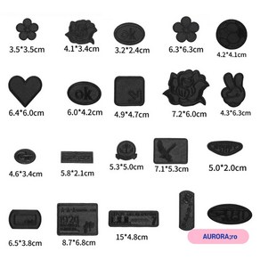 오로라로 열접착식 와펜 옷 자수 패치 뱃지시리즈, 1세트, 올블랙 20종