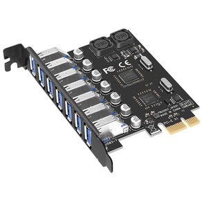 USB 3.0 PCI-E 확장 카드 어댑터 7 포트 허브 어댑터 외부 컨트롤러 PCI-E Extende PCI Expess 카드 바탕 화면 용, 하나, 검정, 1)VIA Chip, 1개