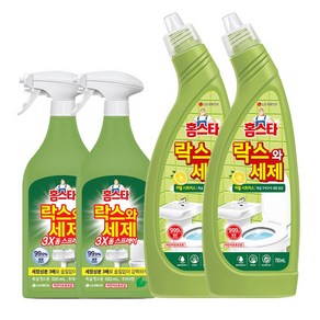 홈스타 락스와 세제 3X 폼 스프레이 후레쉬 500ml x 2개 + 락스와세제 허벌시트러스 750ml x 2개