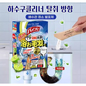 [용제+방향제+탈취제 ]3 in 1 화장실 주방하수도 세정제 배수구 오물 발포제 모발 지방막힘 분해제 냄새제거제, 2개, 160g