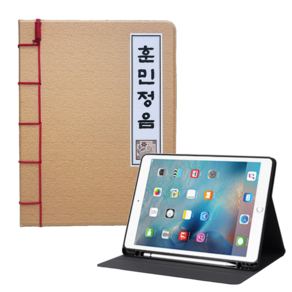 꽃샘바람 훈민정음 아이패드 케이스, 브라운, 1개