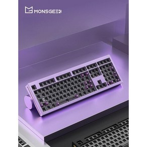 MONSGEEK 몬스긱 M5W 무선 알루미늄 풀배열 기계식키보드 베어본, 네, 블랙 키트 + 올리비아 키캡 227pcs, V3Po 커스터드 샤프트