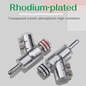 금도금 로듐 도금 자동 잠금 바나나 플러그 커넥터 하이파이 오디오 스피커 케이블 4 개, [01] Rhodium plated, 4개