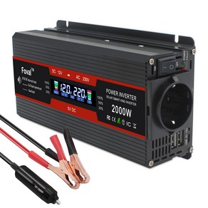 녹원 순수계단파 차량용 인버터 지속출력 1200W 최대출력 2000W, 블랙24V, 1개