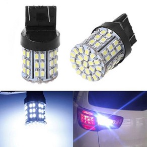 브레이크 조명 LED 3157 2개 자동차 T20 화이트 전구 7440 백업 예비 12V 3156 W21W 램프 64SMD 1206, WHITE