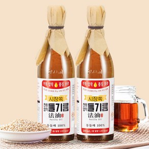 시장쏙 전통압착 들기름, 300ml, 2개