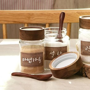 원목 내열유리 밀폐 우드뚜껑 양념병 대 335ml (CRO0017)