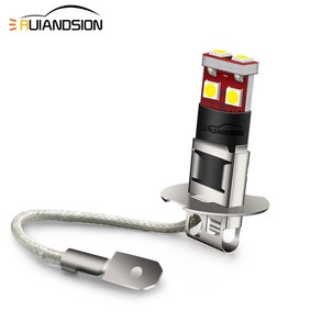 Ruiandsion 고출력 H1 H3 LED 안개등 자동차 Dl 주간 주행 전구 램프 흰색 노란색 아이스 블루 12V 24V 2, 6000K, H1 White, 2개