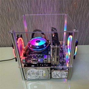 투명 PC 프레임 데스크탑 섀시 랙 ITX MATX 아크릴, 소형 뚜껑