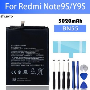 Redmi Note9S Y9S 휴대폰용 대용량 배터리 BN55 배터리 100, 1개