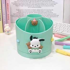 시나모롤 폼폼푸린 캐릭터 회전 연필꽂이 브러쉬 수납통 펜홀더 마이멜로디 포차코 쿠로미 친구 생일 선물, G