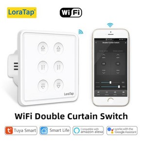 IOT 스마트 전동 자동 커튼 LoaTap 투야 라이프 와이파이 더블 블라인드 스위치 롤러 셔터 전기 모터용 구글 홈 알렉사 음성, Double Switch, 1개